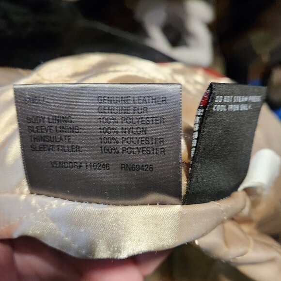 Wilson's Leather Womens Large Black Belted Leather Jacket Rabbit Fur Trim - Picture 9 of 12